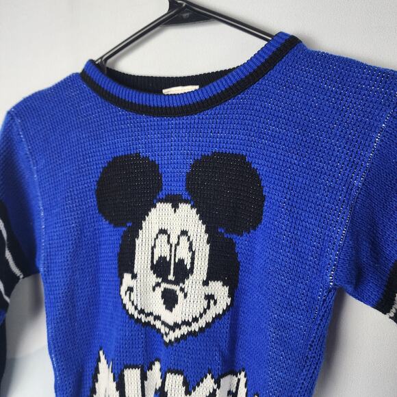 Vintage Mickey and Friends by Prodigy Blue Knit Sweater | Kid's Medium (6) - Picture 2 of 8